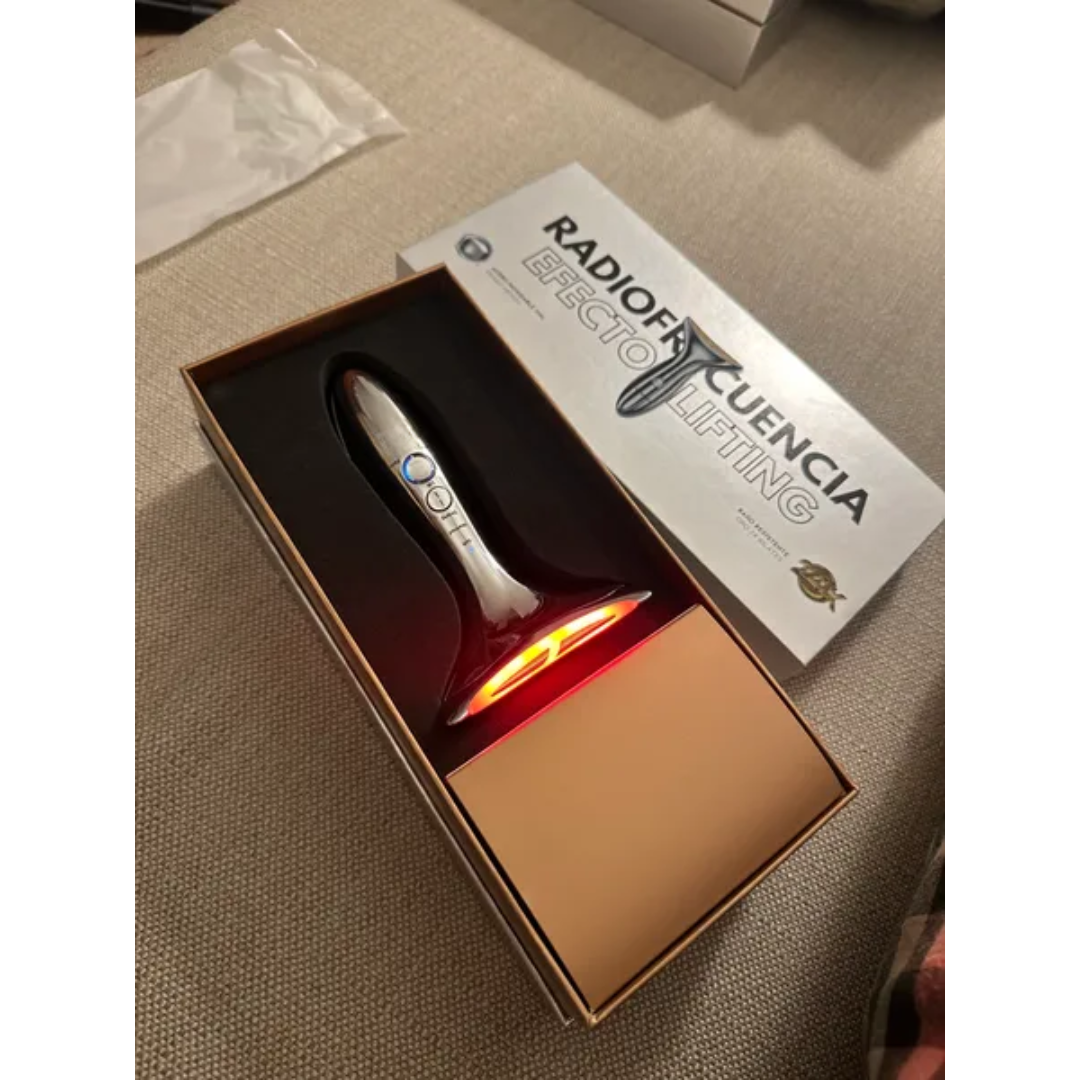 RadioFrecuencia Lifting Oro 24K Facial y Cuello - Reafirma la Piel, Reduce Arrugas y Devuelve Firmeza y Luminosidad al Rostro