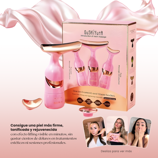 Gushiyuta Masajeador Facial y Cuello - Reafirma la Piel, Reduce Arrugas y Devuelve Firmeza y Luminosidad al Rostro