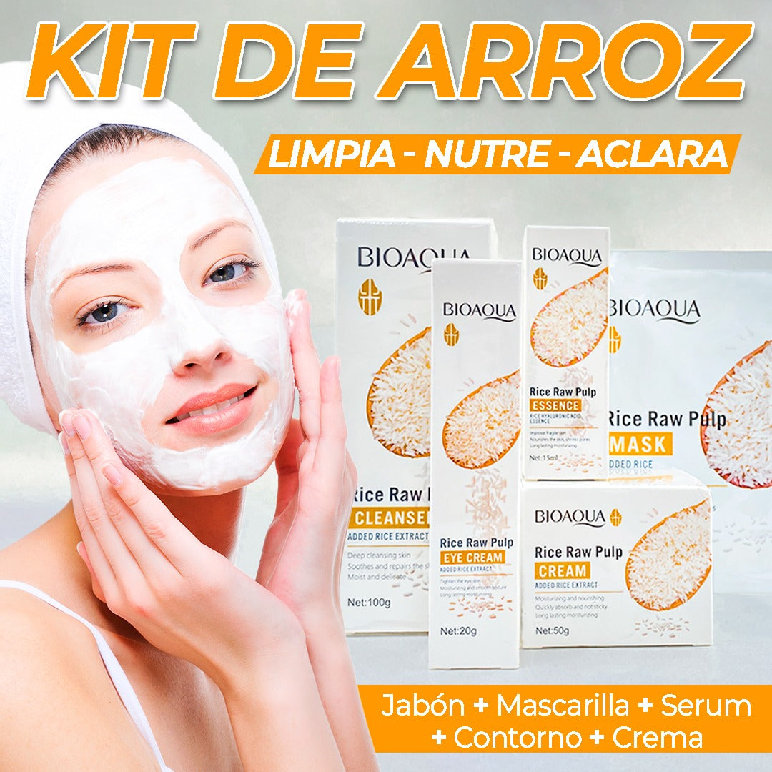 Kit Rutina Facial Oriental de Arroz | Tratamiento Facial Anti Edad y Aclarante BIOAQUA de Bao Cosmetics™