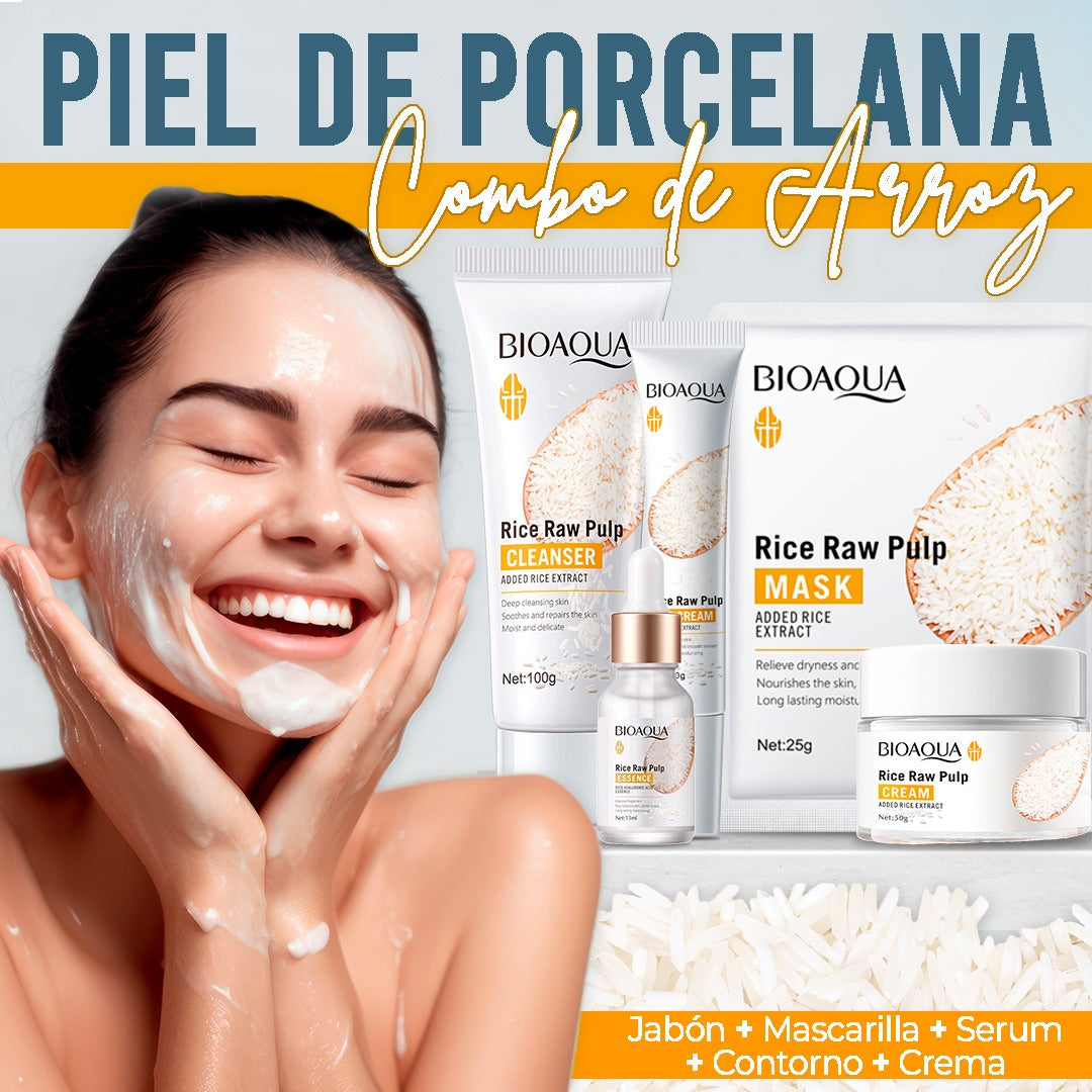 Kit Rutina Facial Oriental de Arroz | Tratamiento Facial Anti Edad y Aclarante BIOAQUA de Bao Cosmetics™